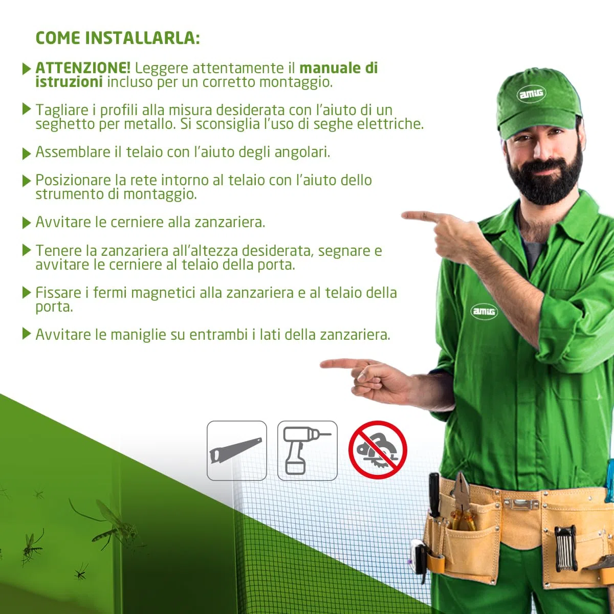 Amig - Zanzariera porta - Zanzariera regolabile con kit completo - Protezione efficace contro insetti - 100 x 220 cm - Alluminio/Fibra di vetro - Bianco/Grigio