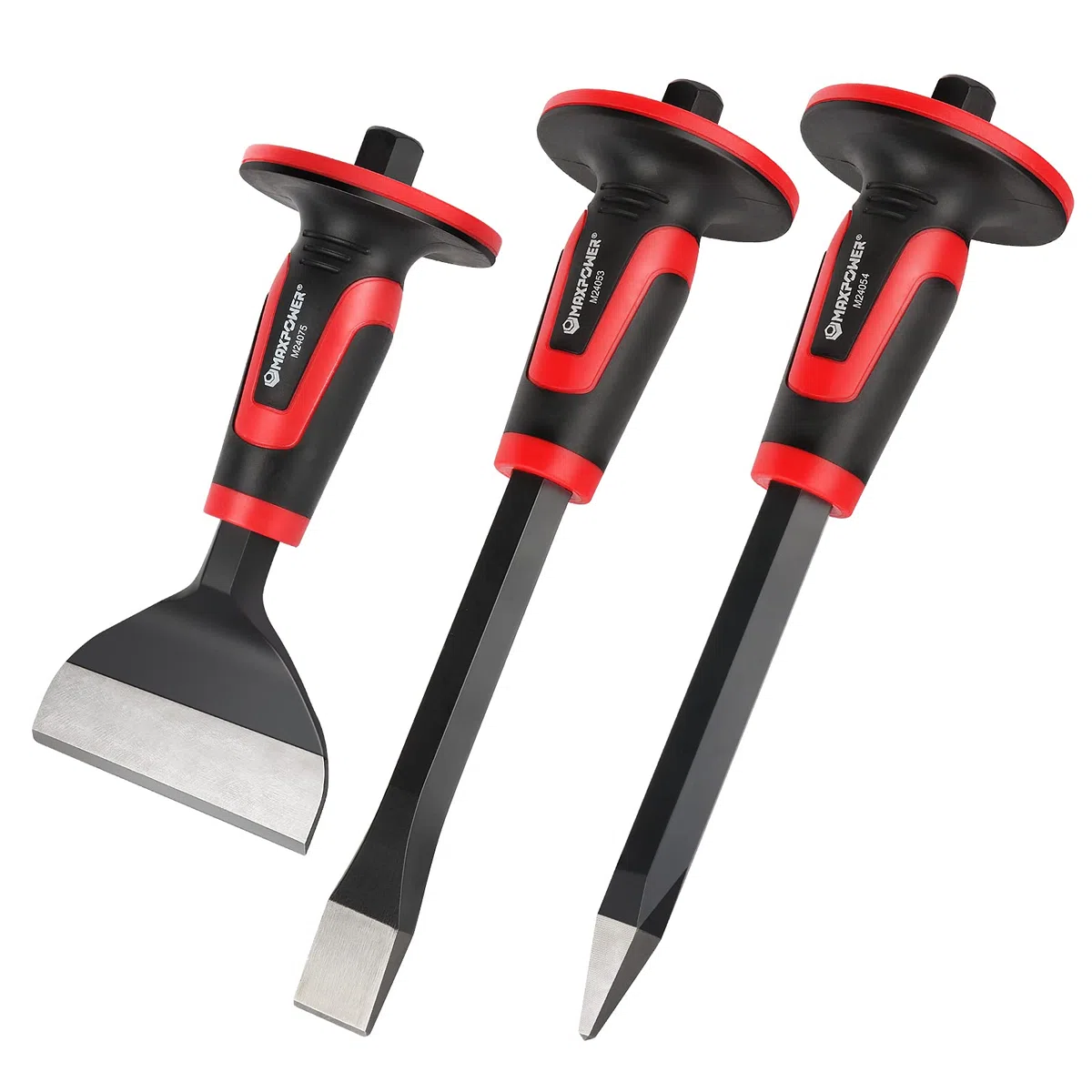 MAXPOWER Set di 3 Scalpelli: Piatto e Punta per Muratore e Piastrelle