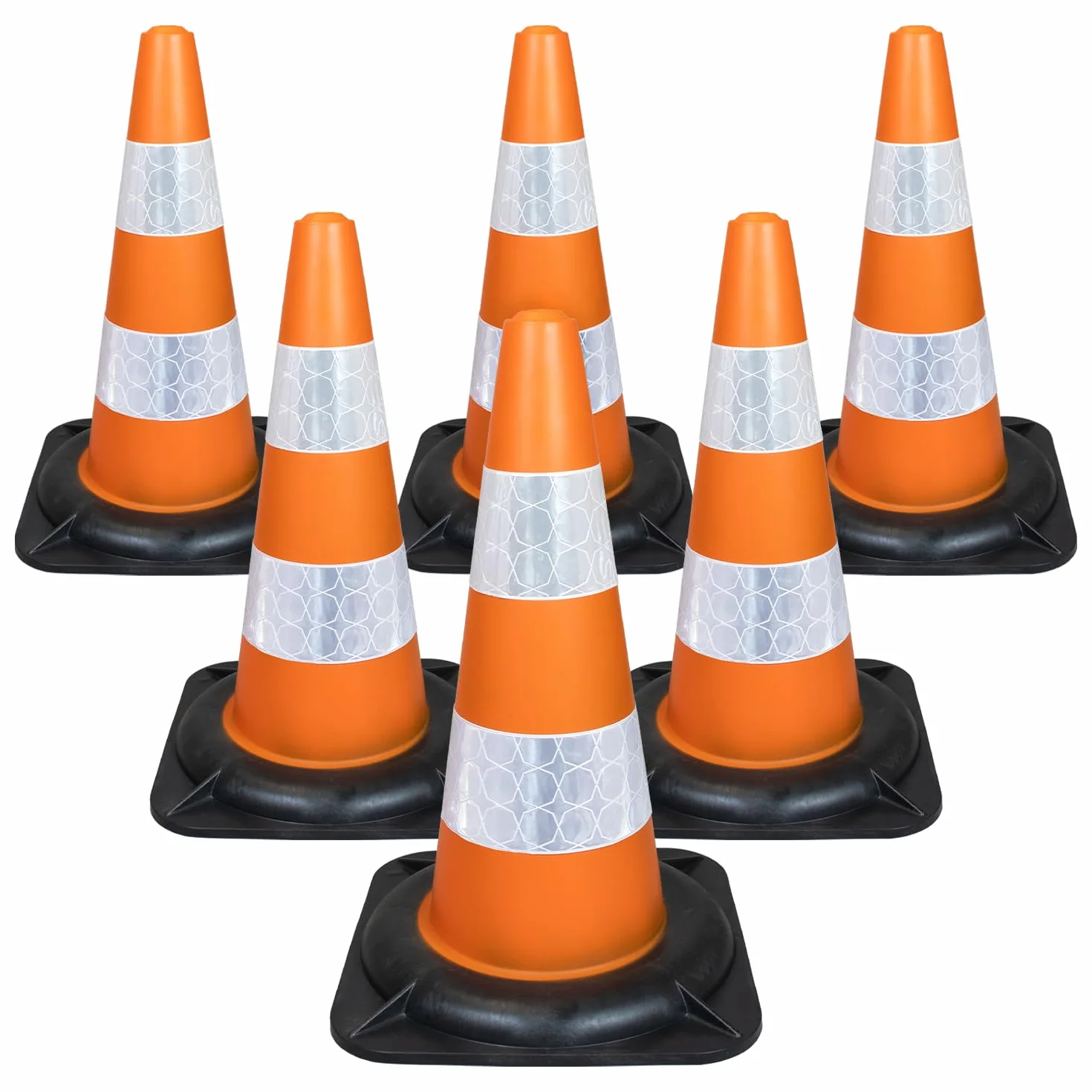 Coni stradali di Street Solutions, cono segnaletico per uso domestico e commerciale, cono stradale per divieto di sosta in PVC riciclato al 100%, confezione da 6 coni da 45 cm