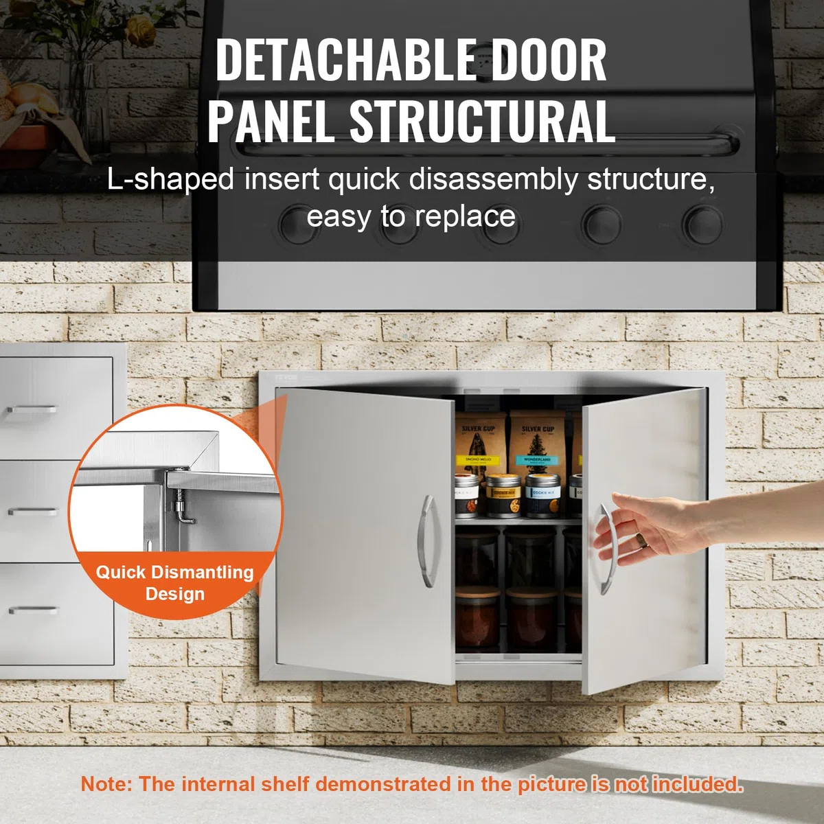 Mophorn Porte da Cucina da Esterno da 33x22 Pollici, BBQ Island Door con 2 Porte, Porta in Acciaio Inox Doppia, Le Porte della Cucina per Barbecue alle Condizioni Meteorologiche