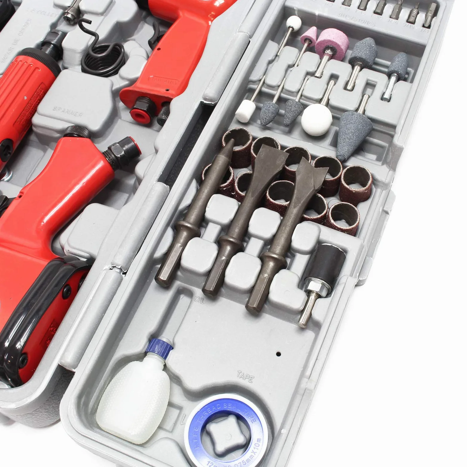 Wiltec Kit accessori per compressore 71 pezzi con 4 utensili pneumatici e inserti