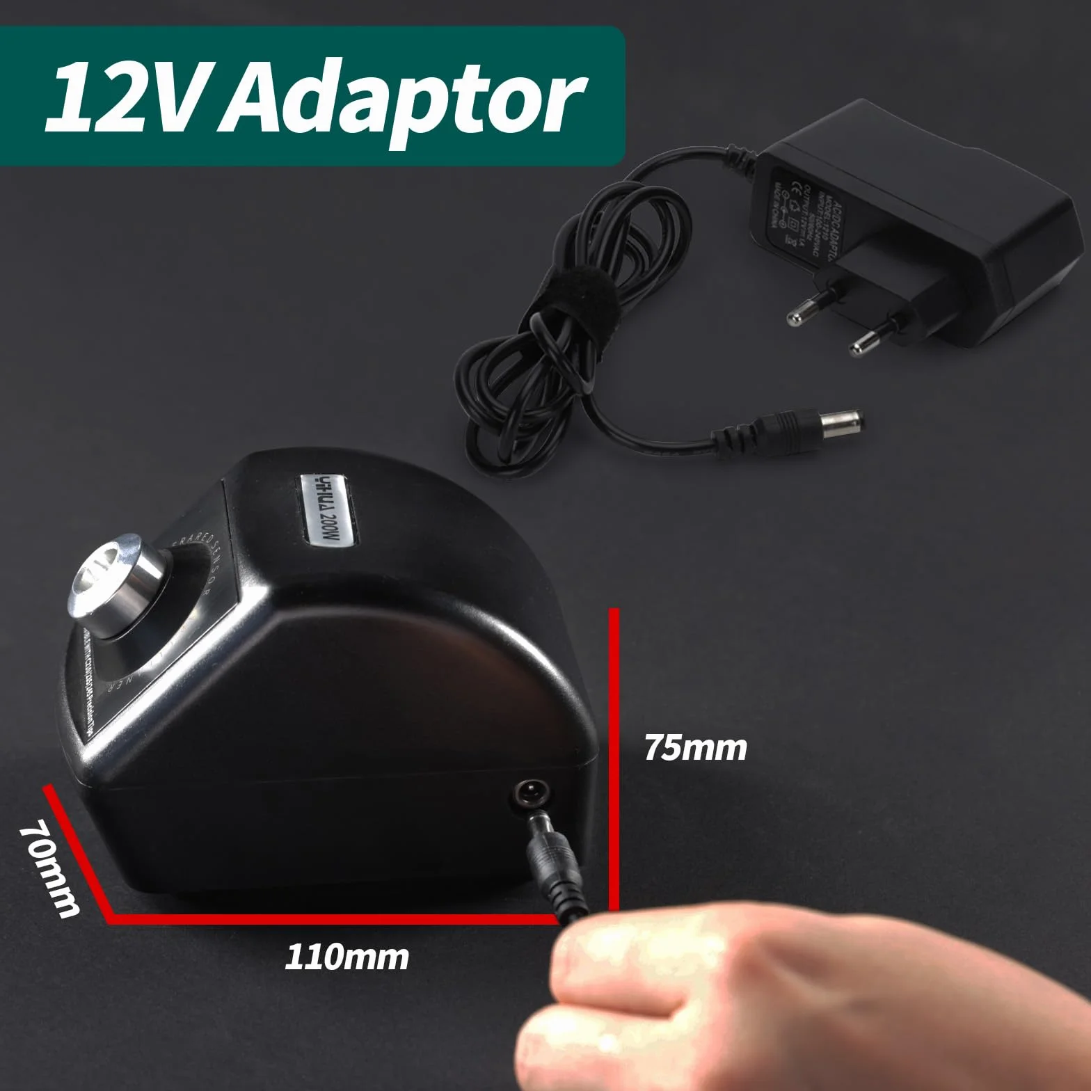 YIHUA 200W Detergenti per punte di saldatura motorizzato in rame con sensore a infrarossi, 4 spazzole in lana di ottone, adattatore di alimentazione 12V, compatibile con punte YIHUA C210, C245, C235