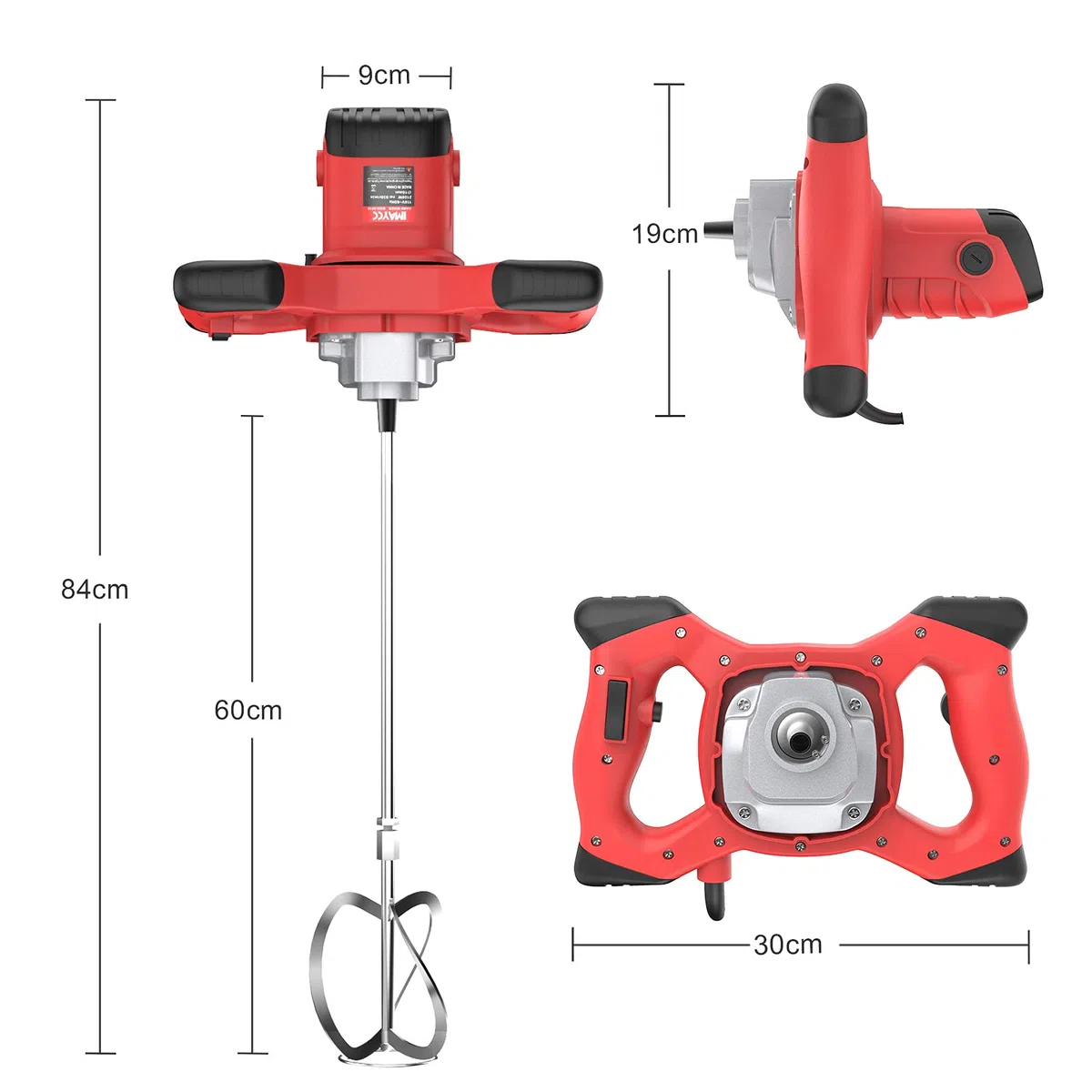 IMAYCC Betoniera Elettrica per Trapano, Miscelatore per Malta Portatile da 2100W, Agitatore M14 Regolabile, per Miscelazione di Vernice, Liquame di Cemento, Calcestruzzo, Malta, Foraggio, ecc.