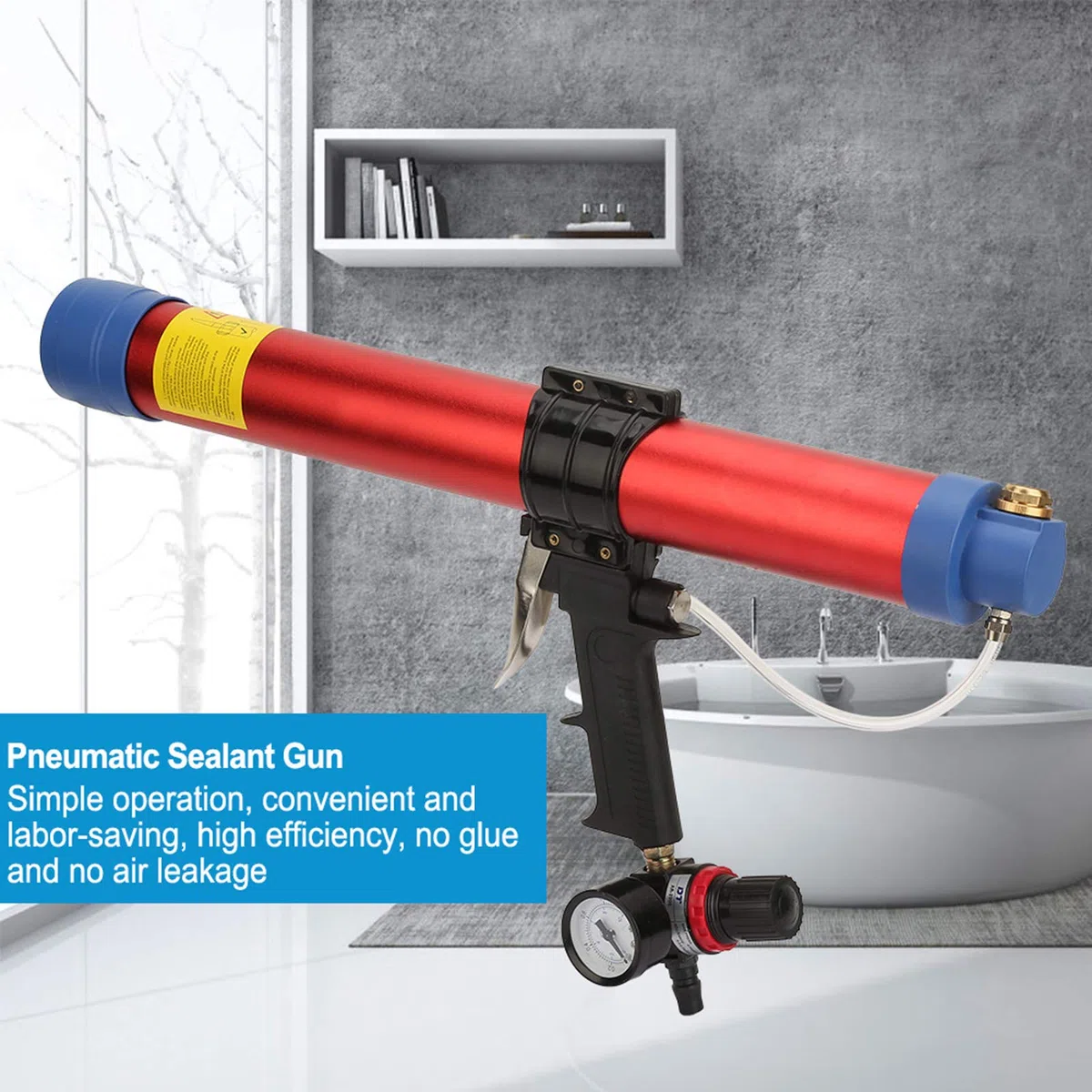 AUTO Pistola a colla pneumatica morbida, pistola a colla pneumatica con indicatore di velocità per la decorazione architettonica (600 ml) cessoria pistola mastic+pistola masticatrice