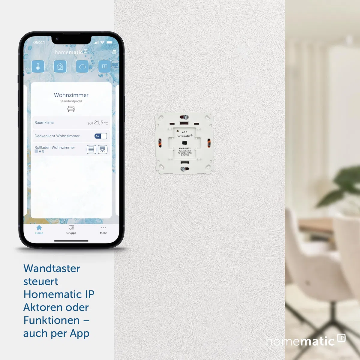 Homematic IP Smart Home - Pulsante da Parete per Interruttore di Marca, 2 ingressi HmIP-BRC2, 230v, 50Hz, Max.10mA