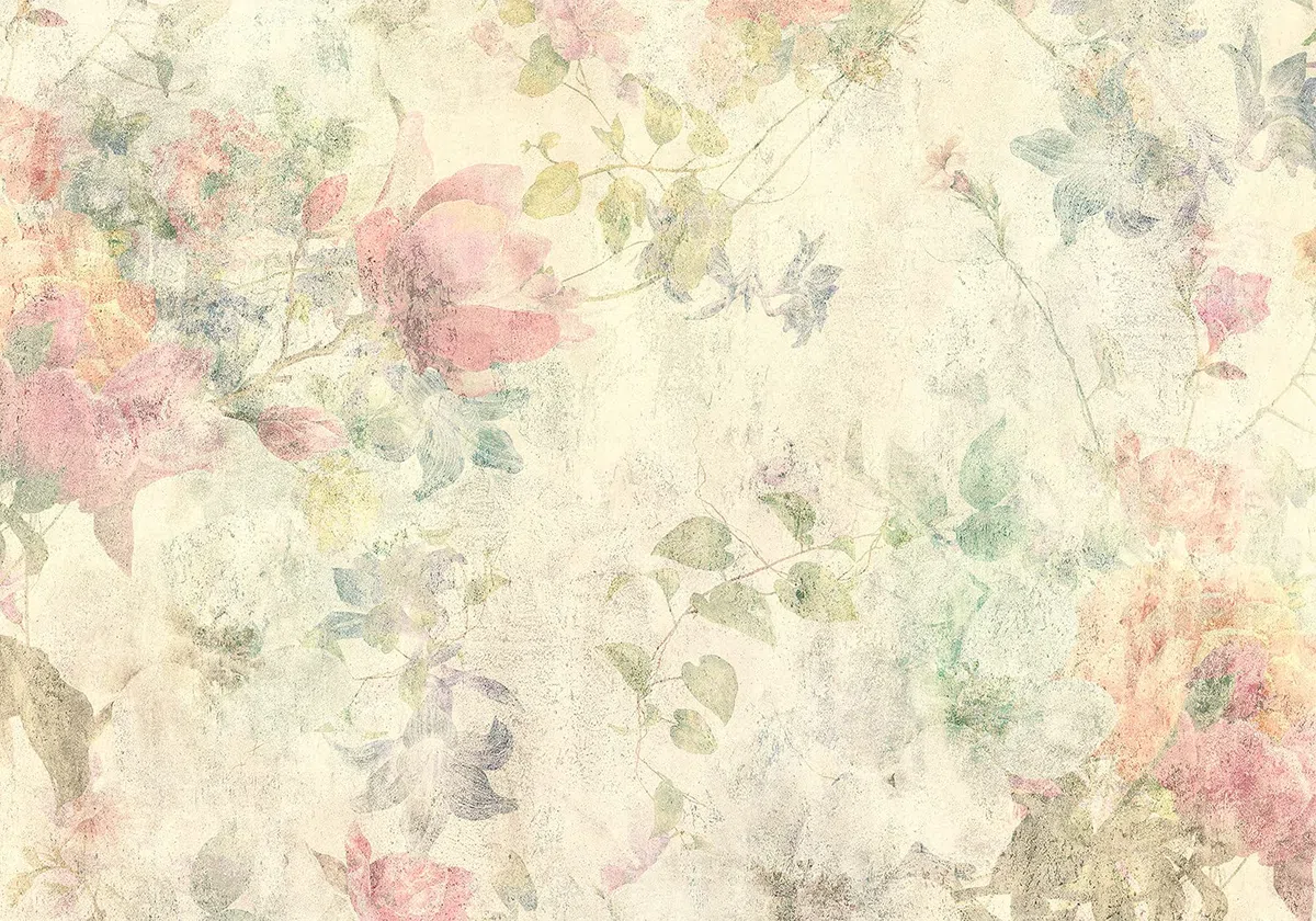 murando - Carta da Parati Adesiva Retro Fiori 343x256 cm Fotomurali Adesivi Murali Rivestimento Parete Moderna per Pareti Adesiva Muro Decorativo Fotomurale Soggiorno Botanica Natura