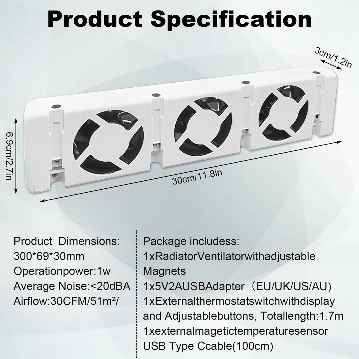 Ventilatore per Radiatore, Intelligente Ventilatore per Termosifone, Ventole per Termosifoni Mono-set, per Radiatori L'Efficienza del Riscaldamento e Risparmiare Energia
