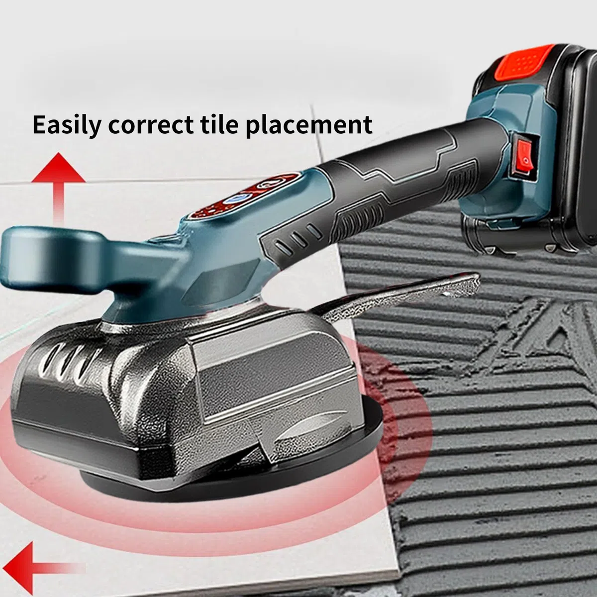 Macchina per Piastrellista per Makita 18V, Vibratore Elettrico per Piastrelle Con 4,7 x 4,7 Regolabile Capacità di Carico 100kg Macchina per Piastrellista Adatta per Piastrelle da 39 Pollici (senza