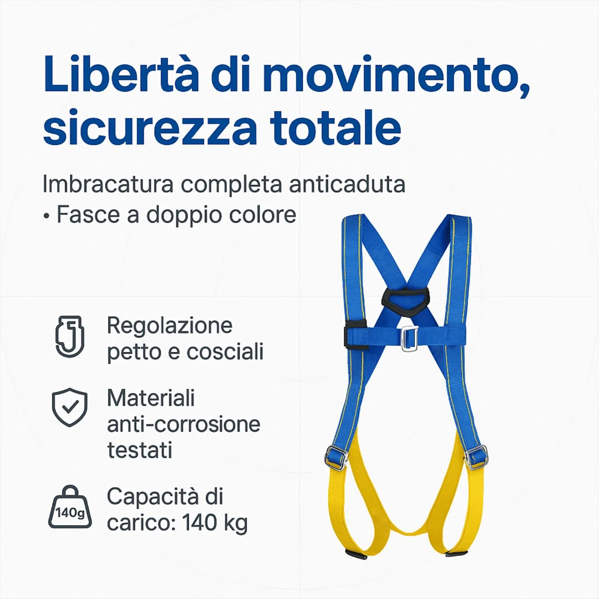 Kit Imbracatura di Sicurezza Anticaduta - Sistema di Ritenzione - Kit di Trattenuta per Sicurezza sul Lavoro e Arrampicata - Imbracatura Arrampicata - Kit Ferrata (Modello Advanced)