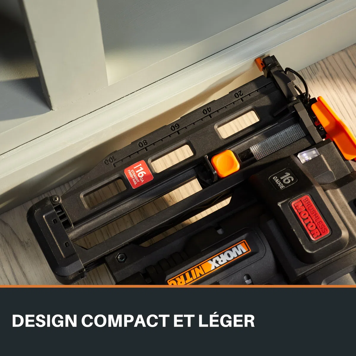 WORX WX841.9 Nitro 20 V Chiodatrice senza filo calibro 16 | Chiodatrice senza fili | Pistola per chiodi alimentata a batteria con rilascio di inceppamenti senza attrezzi| PowerShare - Solo strumento