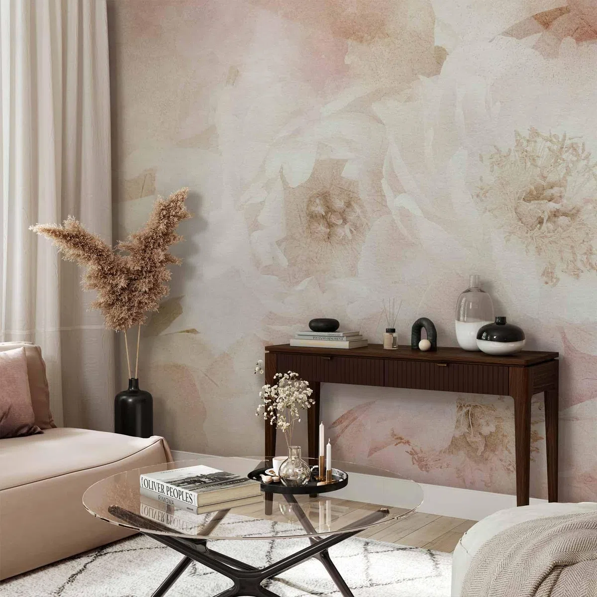 murando - Carta da parati Floreale Adesiva Fiori 392x280 cm Fotomurali Adesivi Murali Rivestimento Parete Moderna per Pareti Adesiva Muro Decorativo Fotomurale Soggiorno Rose Botanico Natura beige