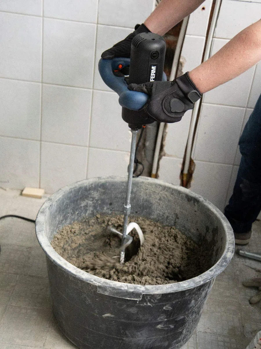 FERM Miscelatore cemento e malta 1400W - Velocità variabile - Soft start. Cavo in gomma da 3 m