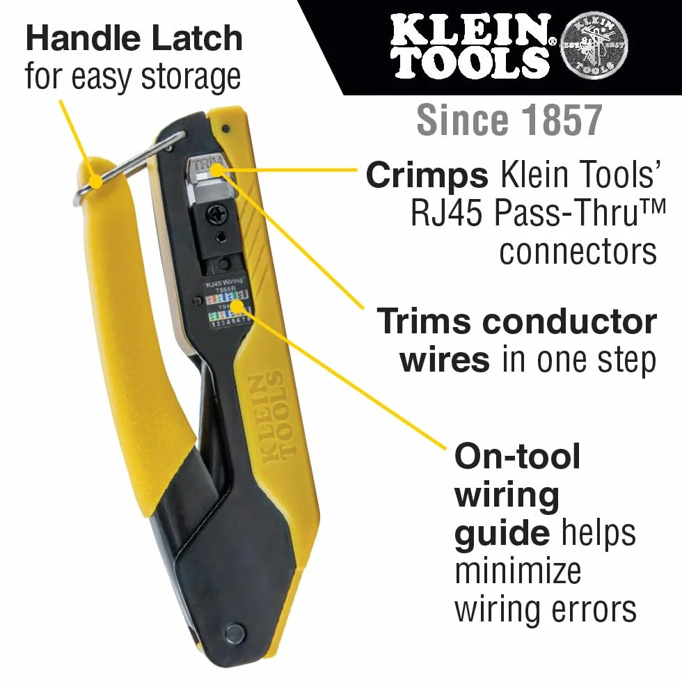 Crimpatrice compatta pass-thru modulare per connettori dati Pass-THU RJ45 Klein Tools VDV226-005