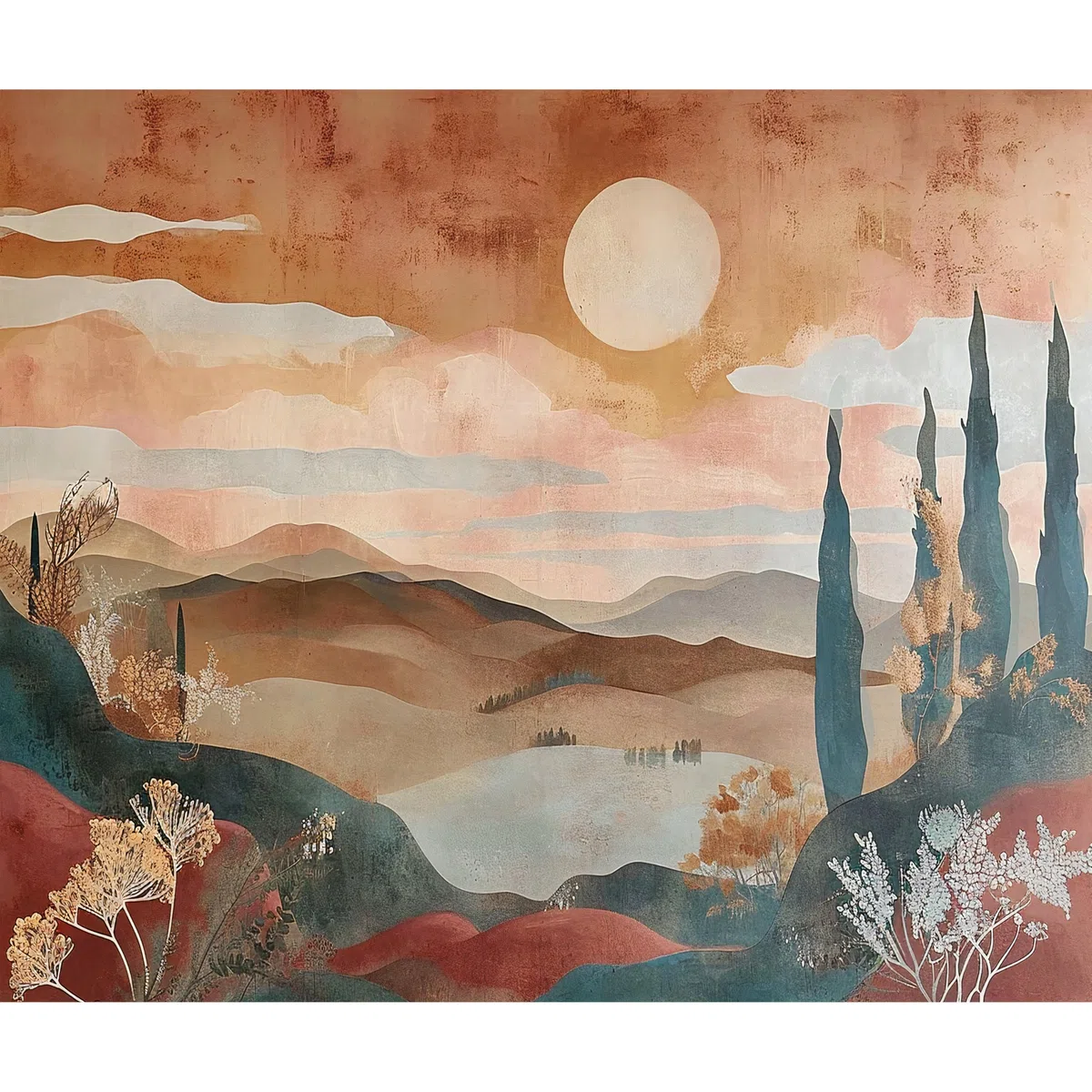 murando Carta da parati adesiva Motivo Retrò - 294x210 cm Fotomurali in TNT Murale alla moda Decorazione da Muro XXL autoadesiva Gigante adesivi - Stile scandinavo terracotta Arancia c-H-10020-a-a