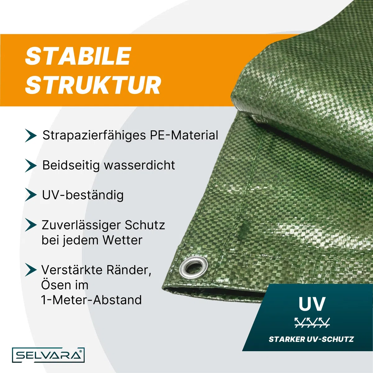 Telo impermeabile esterno 260g/m² Top Line | Telo occhiellato 4m x 8m | Telone multifunzionale bianco | Telo pvc occhiellato I Resistente ai raggi UV e agli strappi