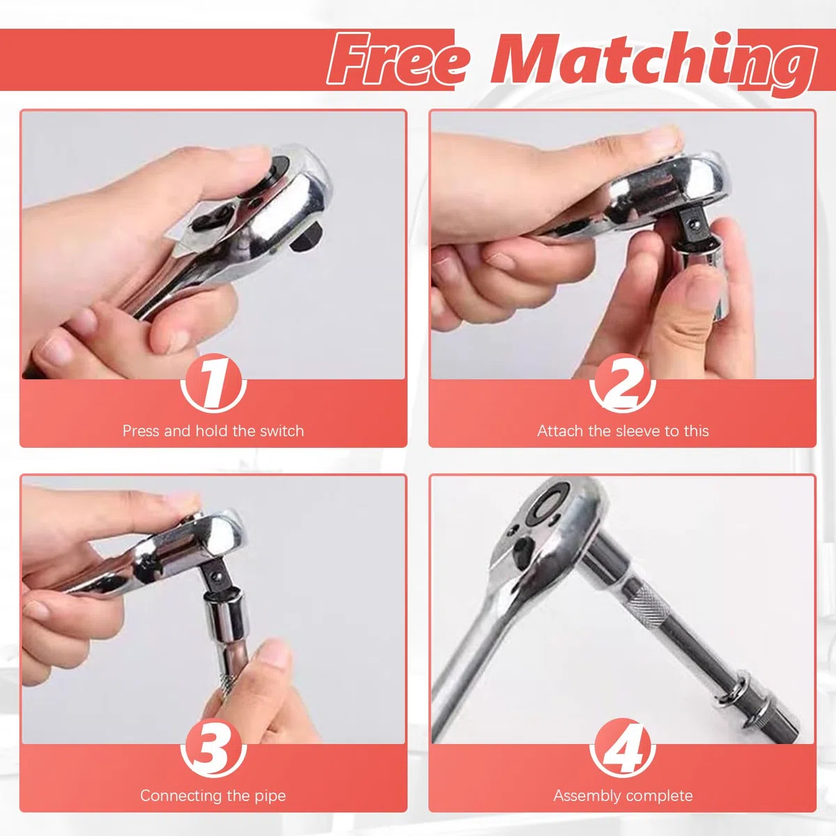 Set di chiavi a bussola, 46 pezzi, cromate da 1/4", piccola scatola a cricchetto con cricchetto reversibile, mini cassetta a cricchetto per la riparazione a casa e fai da te, colore: nero