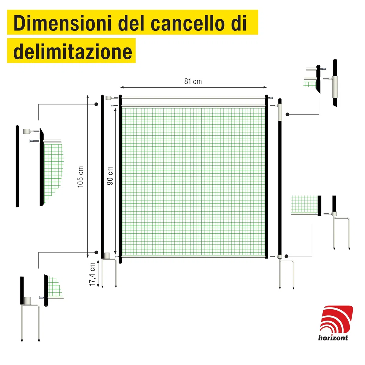 Horizont Cancello per Recinzione, 90 cm, Senza Stomaco - Porta per Reti e Giardino, Ideale per Campeggio