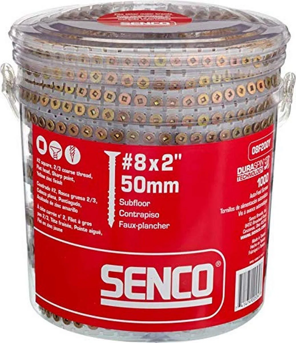 Senco 08F200Y Duraspin - Vite per sottopavimento, numero 8 da 5 cm, 1.000 pezzi per scatola