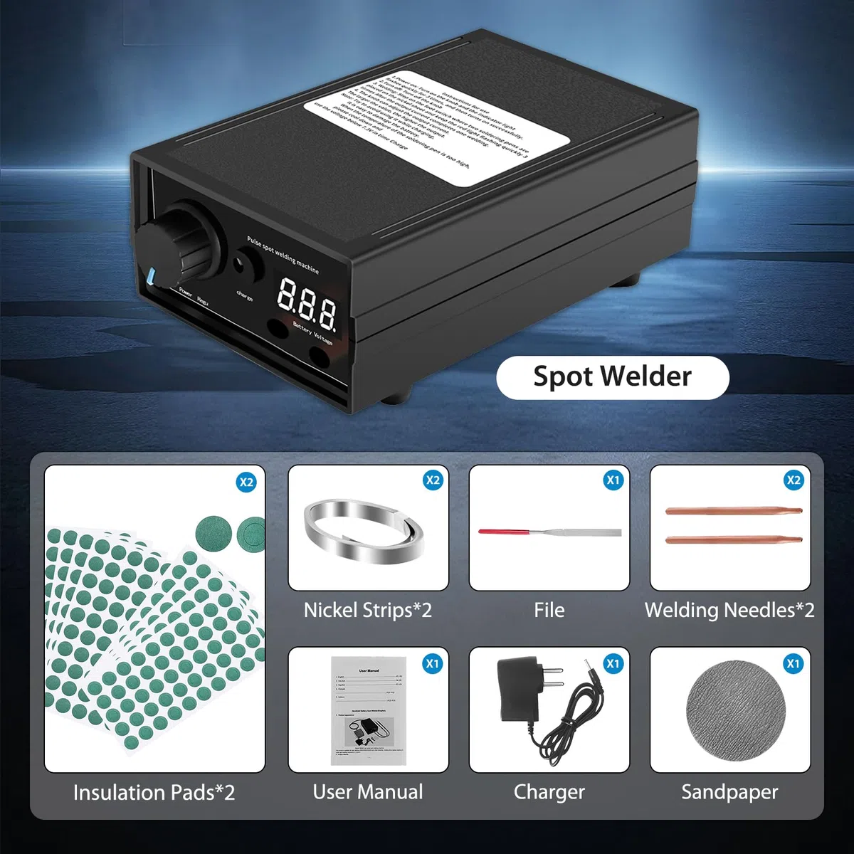8000W Saldatrice a Punti Macchina Portatile per Saldatura a Punti per Batterie, Attrezzatura Ricaricabile con Penna di Saldatura per Nastri di Nickel da 0,1~0,3 mm