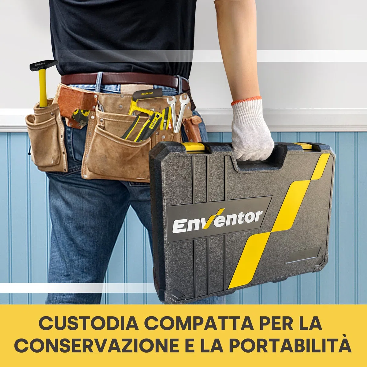 Enventor Cassetta Attrezzi Completa 280 Pezzi, Set Attrezzi da Lavoro con Set Cacciavite Chiavi a Chiavi a Bussola, Valigetta Attrezzi Completa Riparazioni e Progetti Domestici Generali
