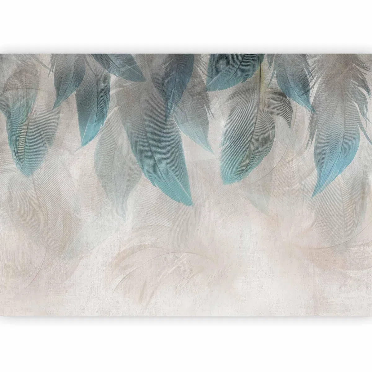 murando - Carta da Parati Adesiva Piuma 343x256 cm Fotomurali Adesivi Murali Rivestimento Parete Moderna per Pareti Adesiva Muro Decorativo Fotomurale Soggiorno Boho Astratto Ornamento turchese