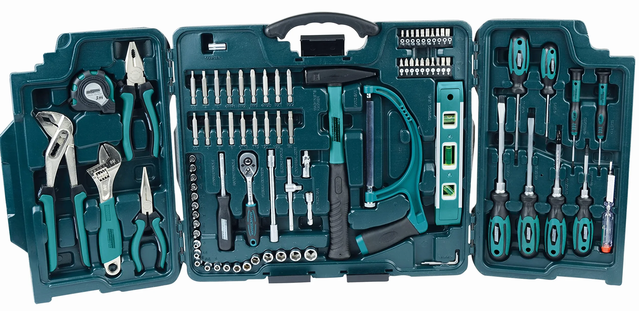 Mannesmann M29085 – Assortimento di attrezzi universali in valigetta richiudibile, 89 pezzi