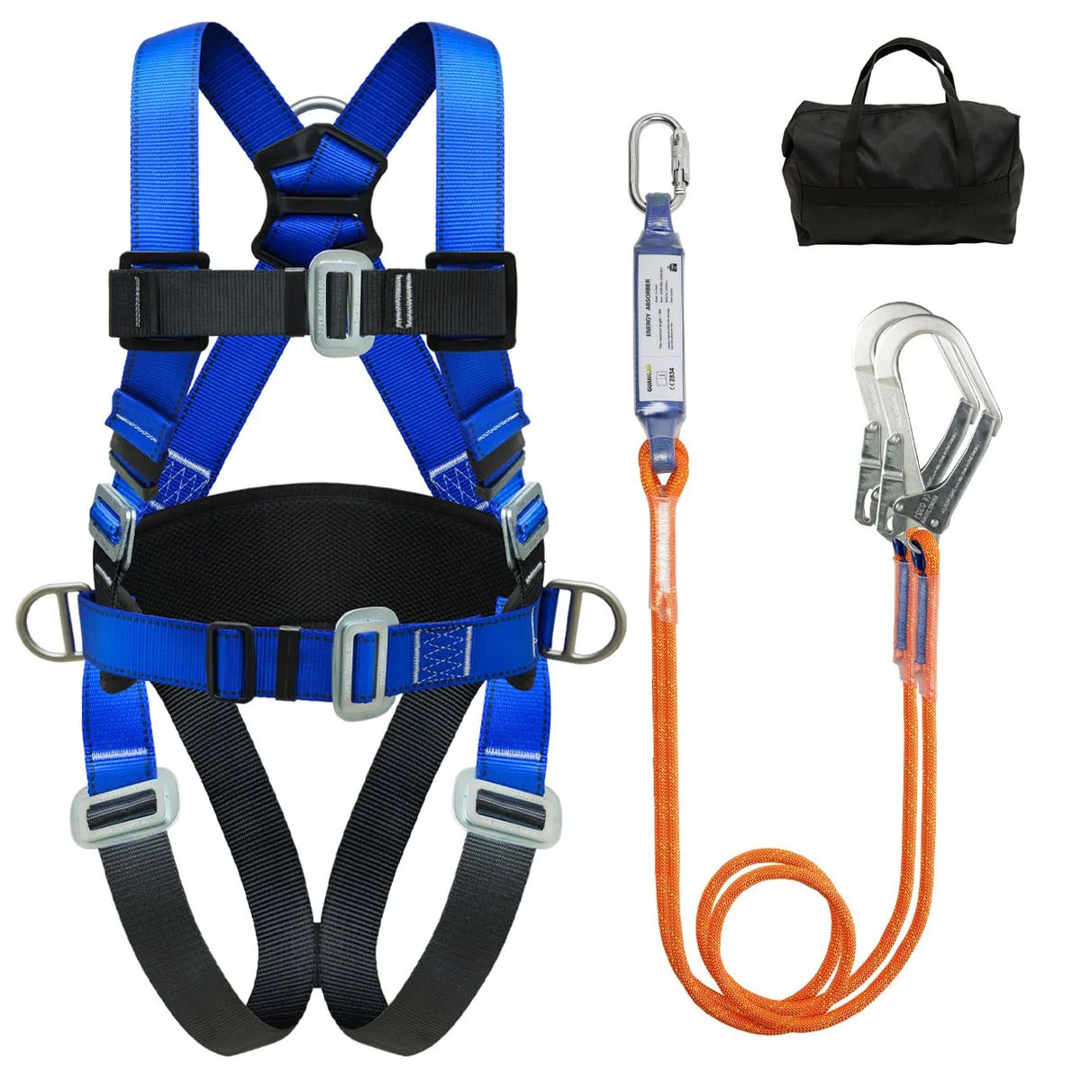 DIJJIG Kit di Imbracatura di Sicurezza Anti-Caduta con Cordino da 1,8 m, Regolabile, Protezione Addominale Spessa, Utilizzato per Operazioni ad Alta quota, Edilizia, Potatura Alberi, Certificazione CE