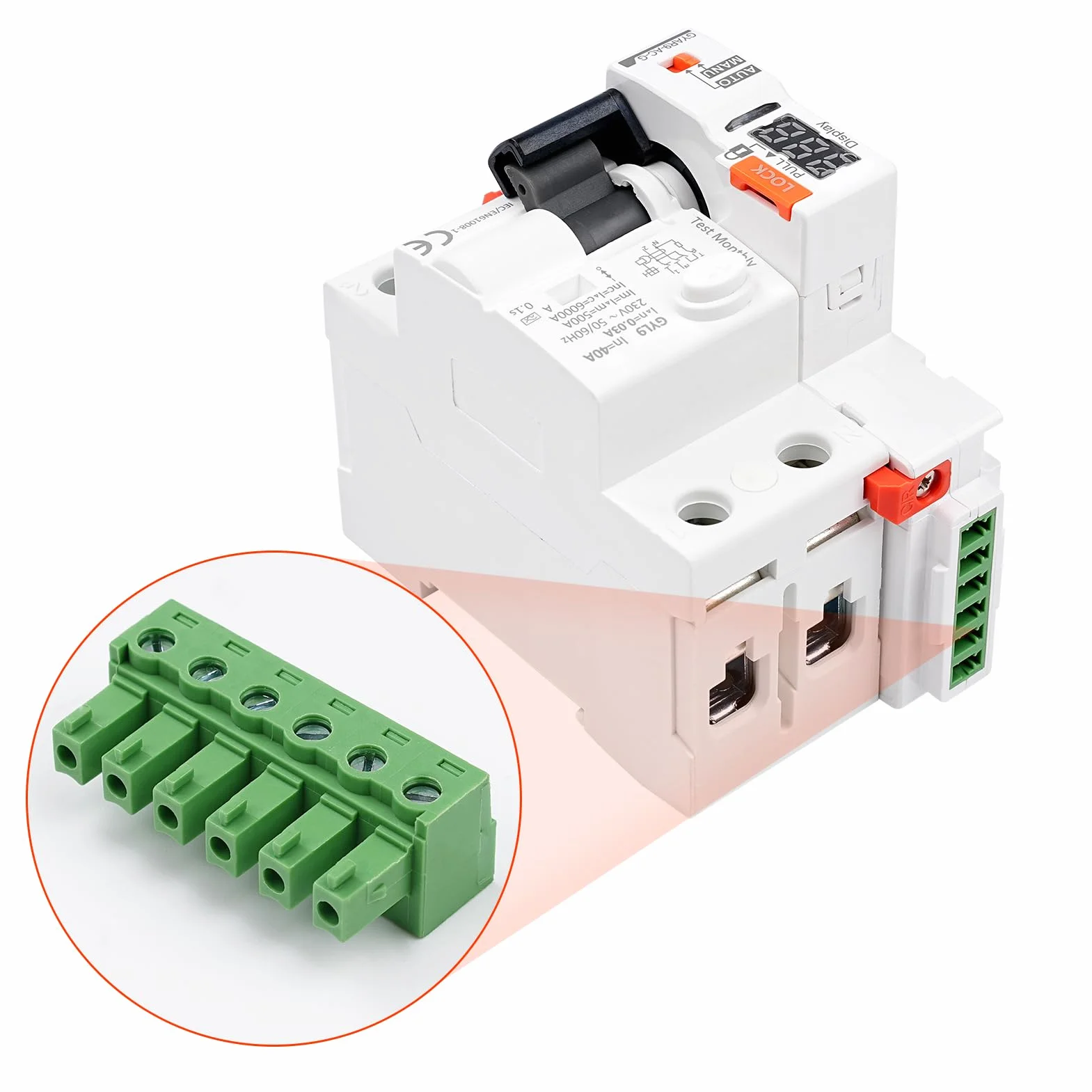 Interruttore Differenziale a Riarmo Automatico con display a LED,40A 30mA 2P AC230V Salvavita con Riarmo Automatico RCCB Salvavita Riarmo Automatico(30mA Type A)