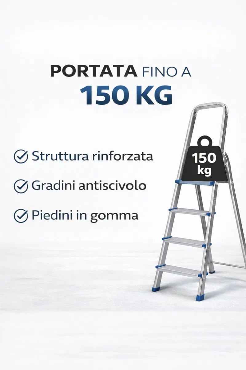 Leonardo Fai Da Te - scala pieghevole in alluminio 5+1 portata 150 kg EN 131 - scala antiscivolo in alluminio max - ideale per uso domestico e lavorativo