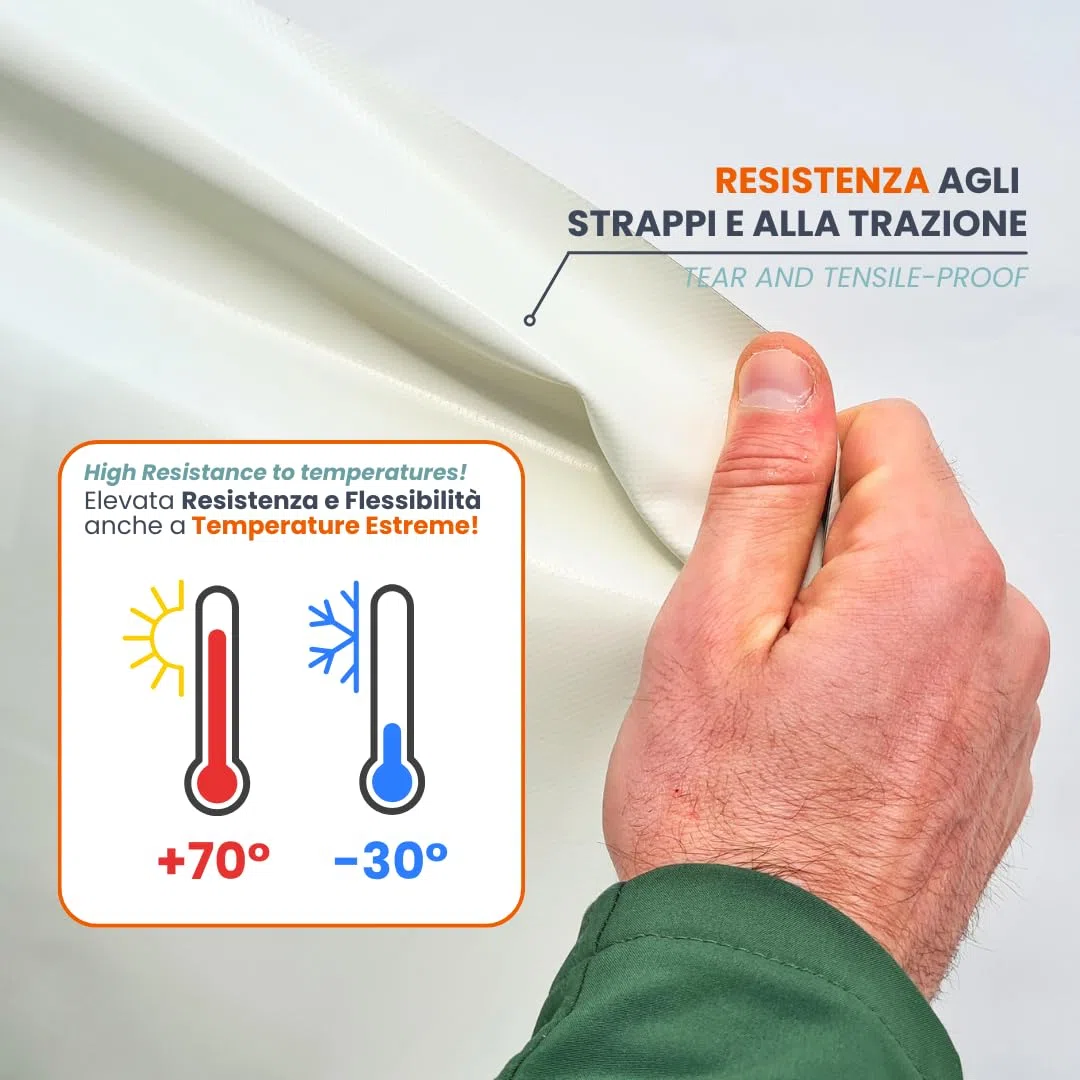 TENDAGGIMANIA Telone Occhiellato impermeabile per esterno - Telo pvc 650 gr per coperture barca camion pergolato copri camper copri legna - Telo impermeabile esterno Misure 3X2,5 -BIANCO 112