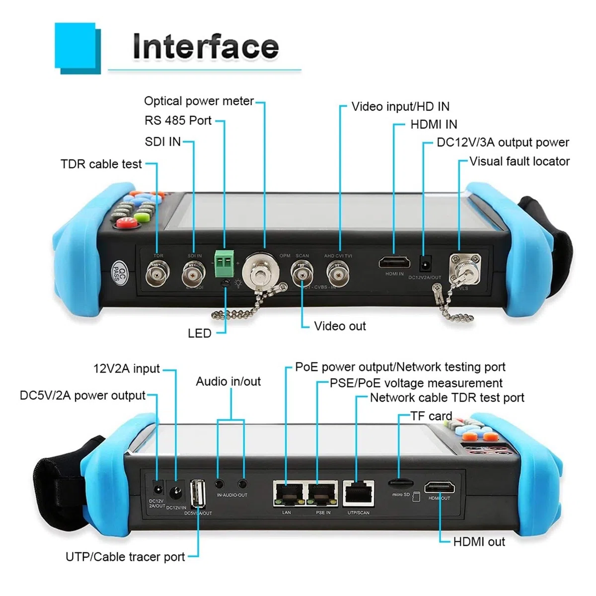 IPC 9800adh Plus CCTV Tester con POE per Telecamere IP - Diagnosi Segnale HD Audio/Video per Camere Analogiche