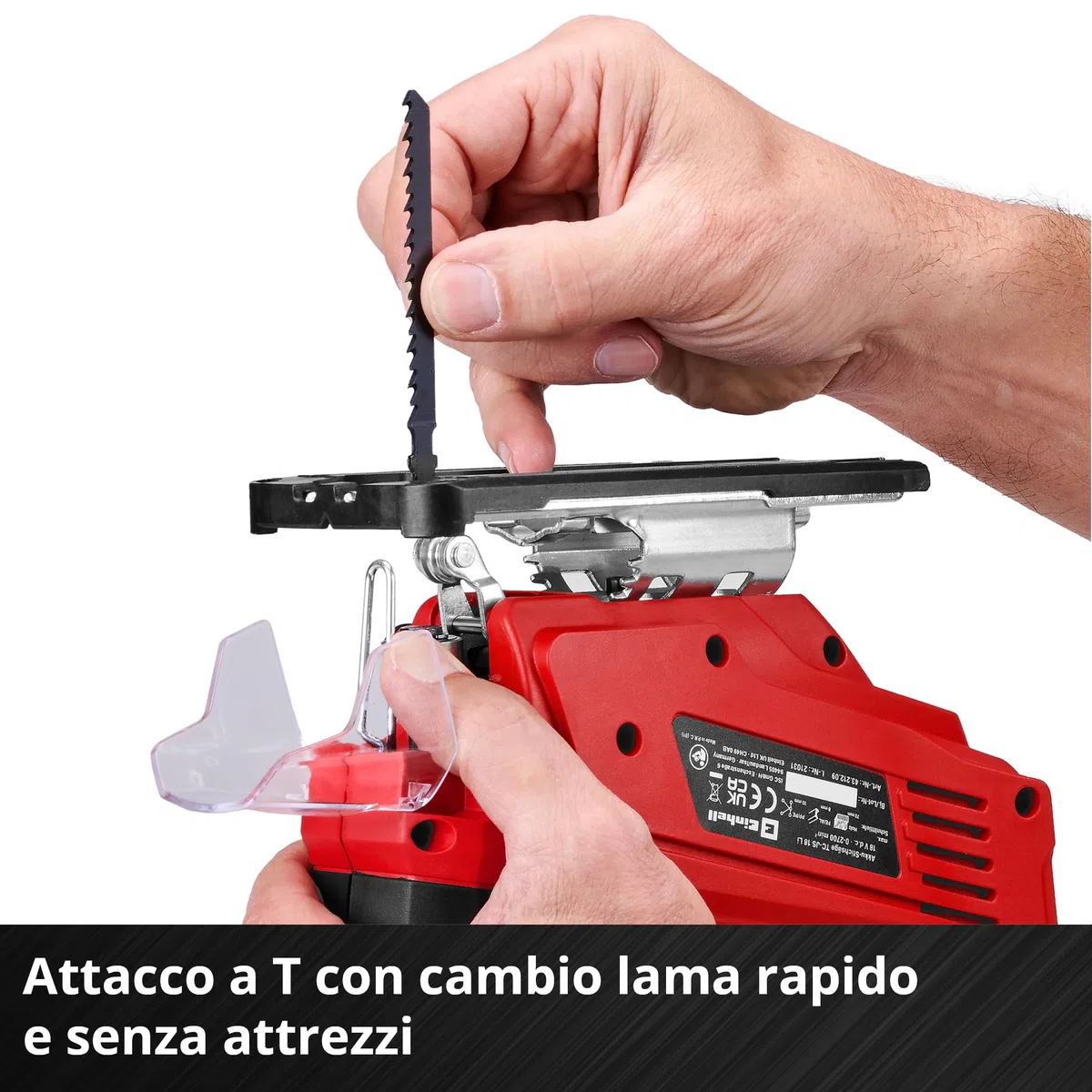 Seghetto alternativo Einhell TC-JS 18/70 Li (1 pz. 2,5 Ah) Power X-Change (18 V, prof. taglio 70 mm, cambio lama senza attrezzi, incl. batteria 2,5 Ah + caricabatterie, 1 lama per sega)