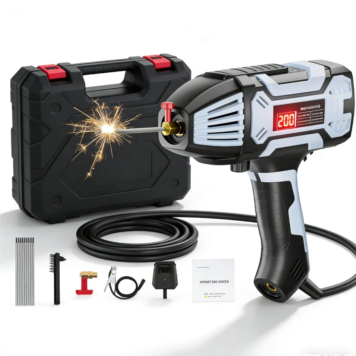 Saldatrice portatile per elettrodi a mano, saldatrice ad arco, 220V/3000W, saldatrice portatile Arc con inverter IGBT, corrente di uscita 20–200A