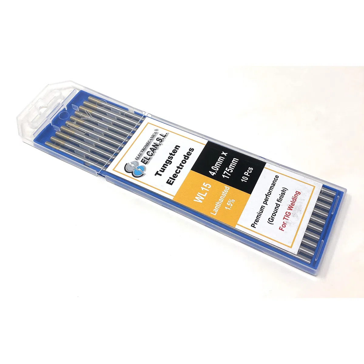 ELCAN Tungsteni saldatura TIG Lantano 1,5% Oro Dorato WL15 professionale, elettrodi per torcia TIG da 1,0 1,6 2,0 2,4 3,2 4,0 mm, 10 unità - Dimensioni: (101,6x175mm)