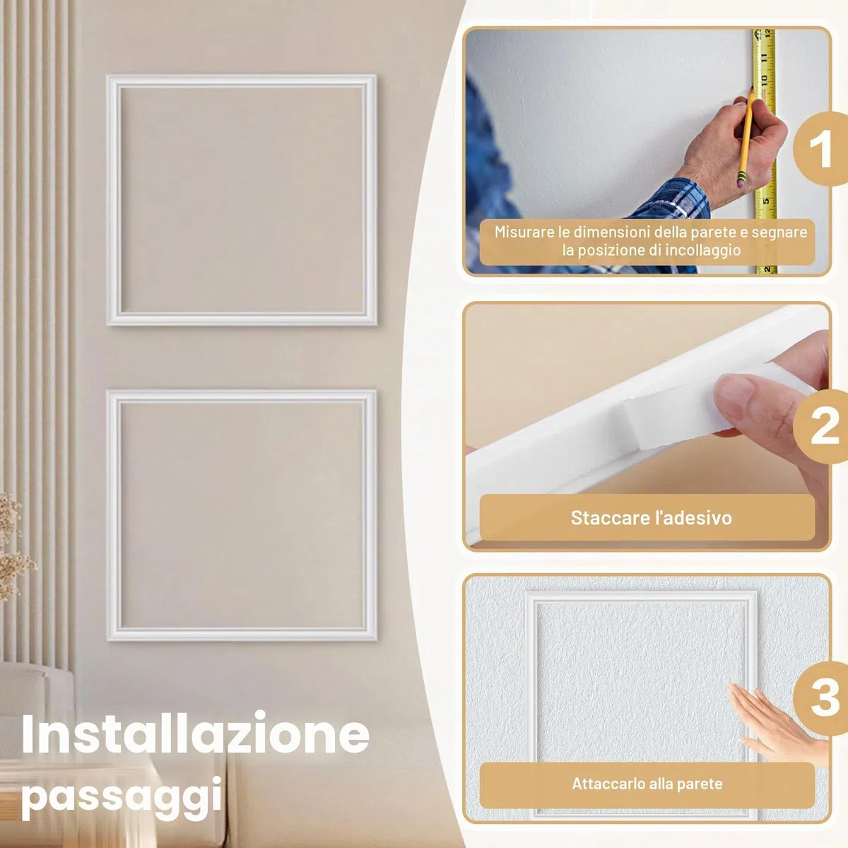 Modanatura da parete, Modanatura per Binari per Sedie per Pannelli per Decorare Cornici di Porte e Pareti