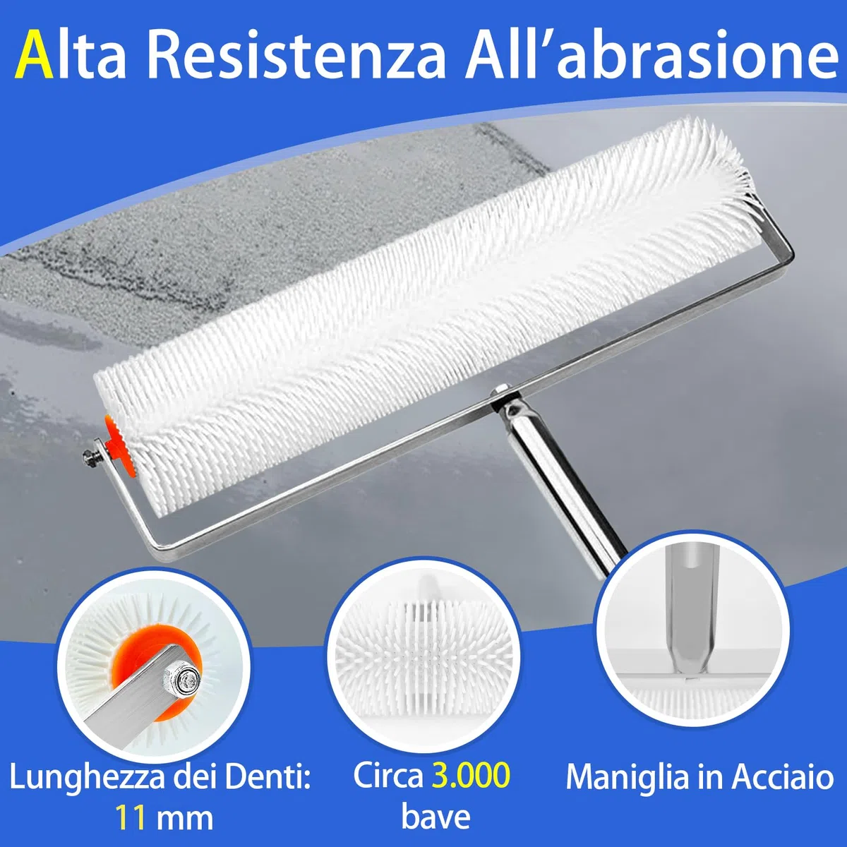 VKE Kit di Strumenti Autolivellante per Pavimenti, Rullo Frangibolle 11 mm, Scarpe Chiodate per Prato 30 mm, Spatola Autolivellantein, Asta Telescopica 162 cm (con Rullo Pittura e Spatole per Stucco)