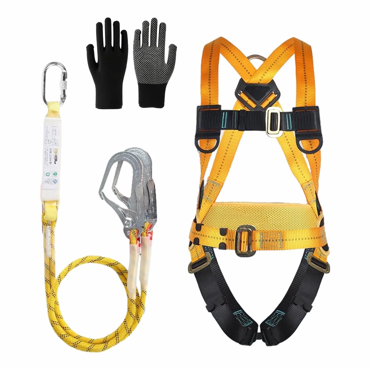 Imbracatura di Sicurezza Anticaduta, Imbracatura Anticaduta, con 2 Cordini, Cintura in Vita Regolabile, Portata 100 kg, per Lavoro Aereo, Uomini, Approvato EN361, EN354 e EN355