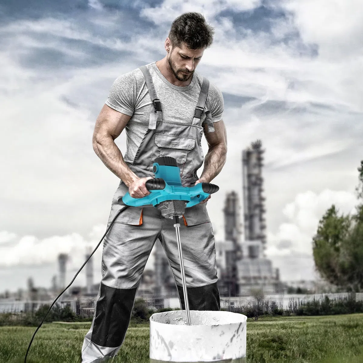 3500W Portatile Betoniera, 6 Velocità Variabili, Max 1500 RPM (g/min), Elettrico Miscelatore per Malta, Mixer per Miscelazione di Malta Vernice Intonaco Malta Cementizia ecc