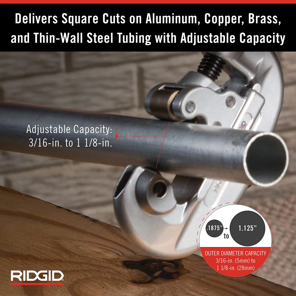 RIDGID 32920 Modello 15 Tagliatubi con Avanzamento a Vite, Capacità 5-28 mm