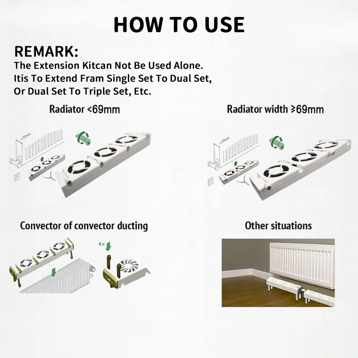 Ventilatore Per Termosifone, Set Mono Di Ventole Per Radiatori, Ventole Per Termosifoni, Booster Di Riscaldamento Di Lunga Durata, Per Risparmiare Energia E Costi Di Riscaldamento (Set Mono)