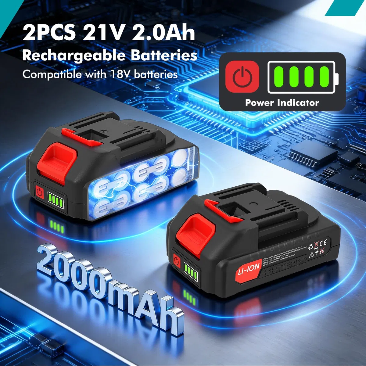 Pistola Silicone a Batteria, 300ML Pistola a Cartuccia Elettrica con Velocità Regolabile 50-210 mm/min, Pistola per Silicone a Batteria con 2 Batterie da 2,0 Ah, Luce LED, Antigoccia per Sigillatura