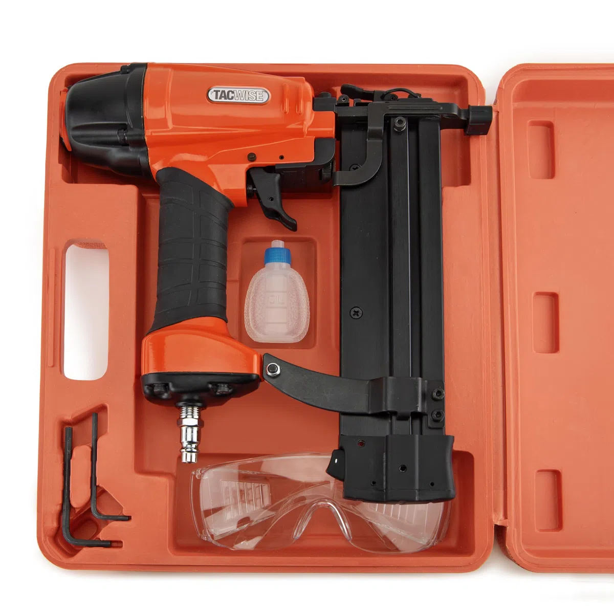 Tacwise 1804 Chiodatrice/Graffatrice Pneumatica 2 in 1 con 1000 Chiodi Tipo 18G / 30 mm e 800 Punti Tipo 90/25 mm