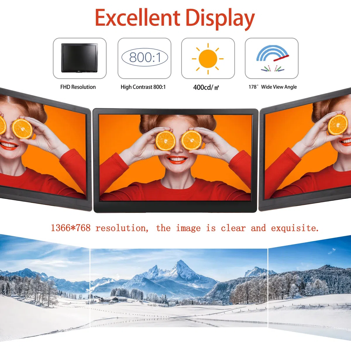 15,6 pollici Monitor CCTV di sicurezza piccolo LCD Telecamera di videosorveglianza Monitor per PC Interfaccia multifunzione HDMI AV BNC USB VGA Ingresso Risoluzione 1366x768 Altoparlante incorporato
