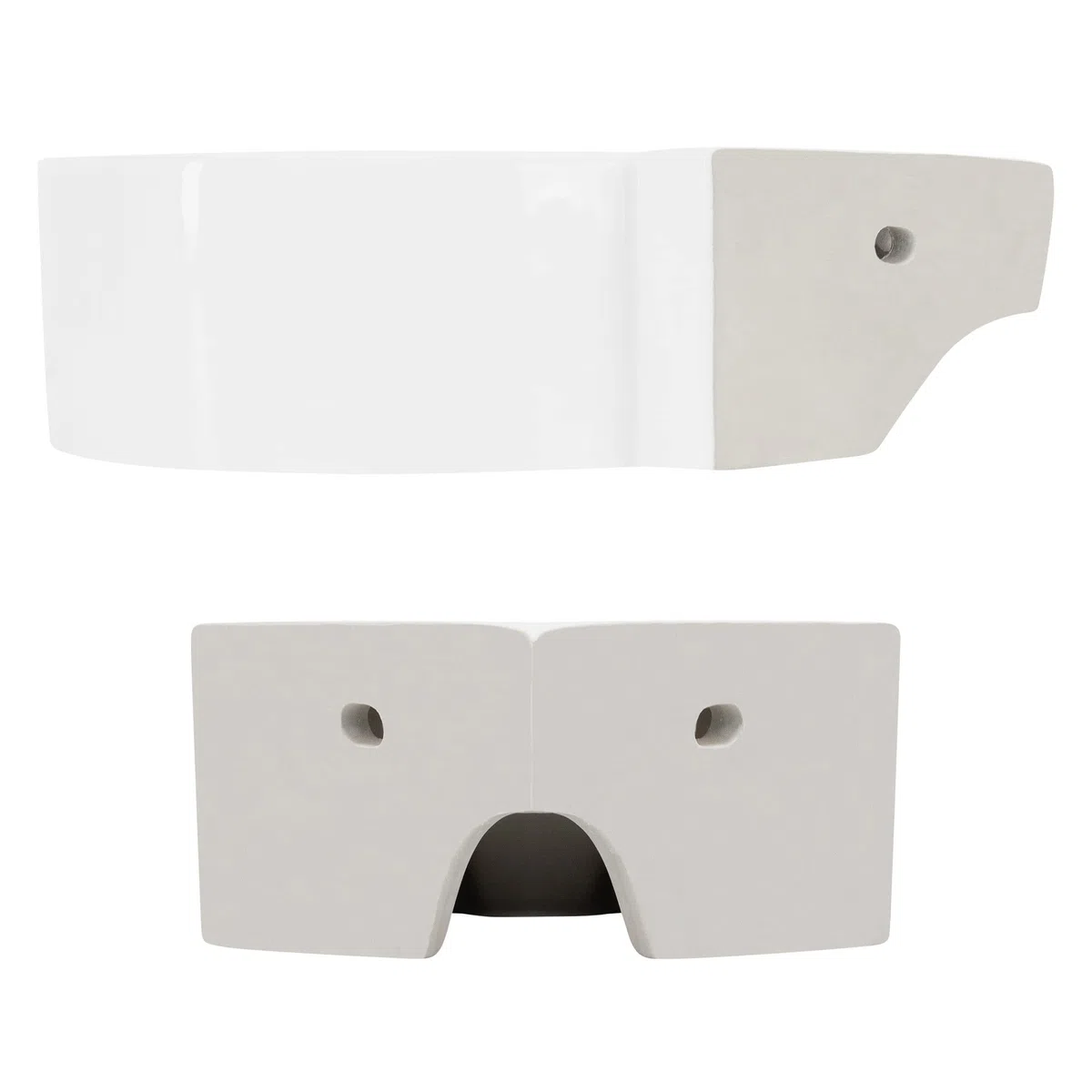 ML-Design Lavabo ad Angolo d'Appoggio in Ceramica Bianco Rotondo 45 x 36 x 13 cm Lavandino Angolare a Parete con Troppopieno Foro per Rubinetto Scarico Lavamani Design Moderno Lavello incl. Piletta