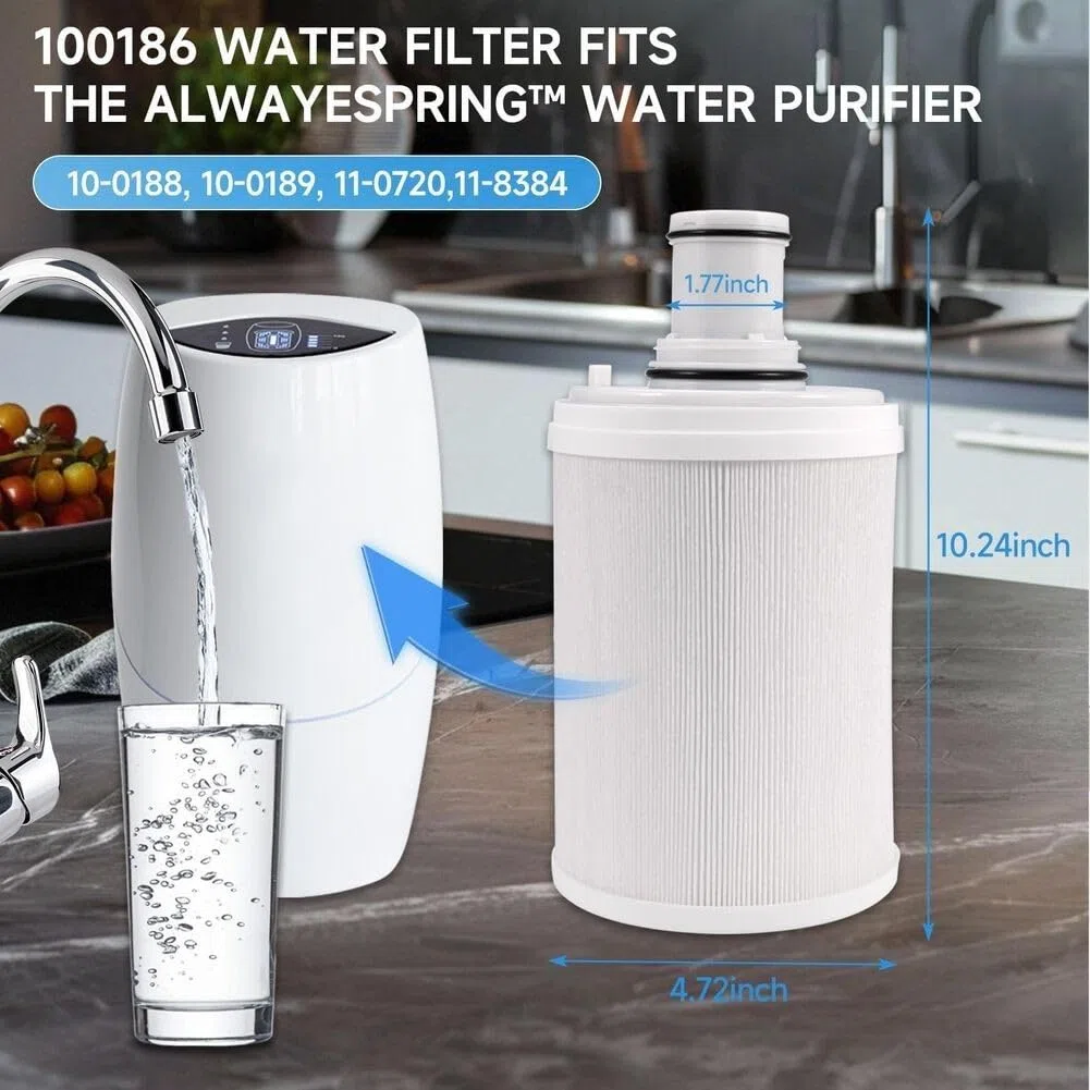 Oniissy Cartuccia filtro acqua per ESpring 100186M 100186M 100188CH, filtro HEPA al carbone attivo in tessuto non tessuto, filtra fino a 5000 litri