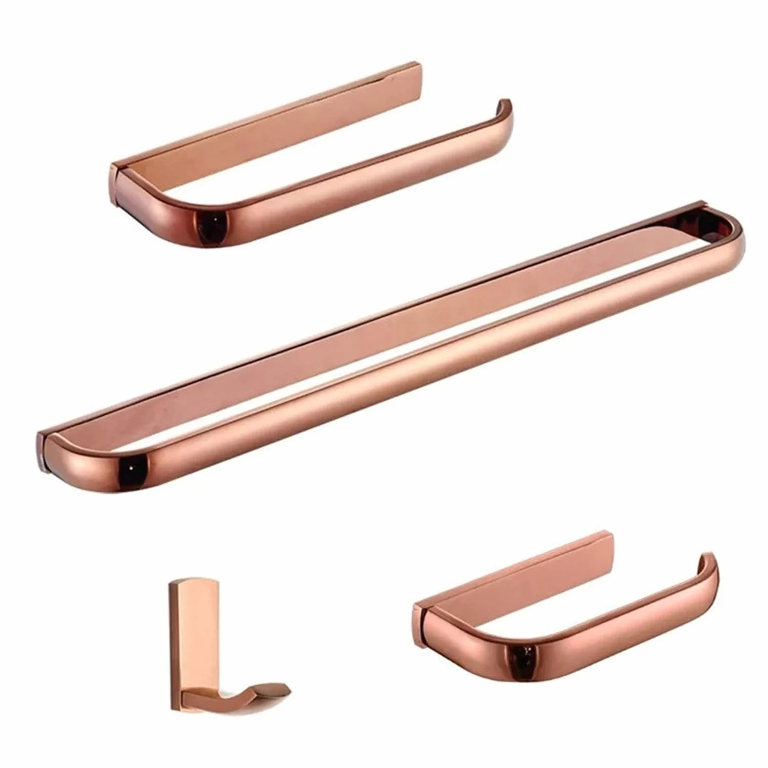 Porta Asciugamani，Anello Portasciugamani Accessori per il bagno in oro rosa di lusso in ottone Portabicchieri Asciugamani Asciugamani Robe Asciugamani Anello Bagno Set hardware ( Color : 4pcs set )
