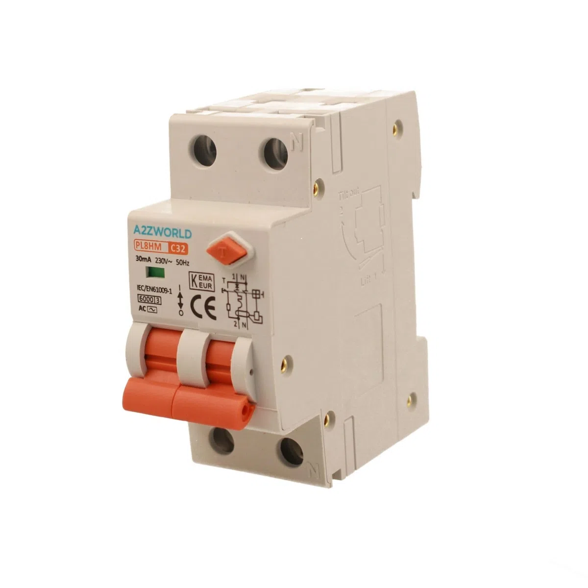 Interruttore Magnetotermico Differenziale Con Riarmo Automatico, RCBO Tipo AC Curva C, Idn 30mA / 0.03A, In 25A, 1P+N 6kA, 3 Moduli, con 3 Tentativi di Riarmo (10s/60s/300s)