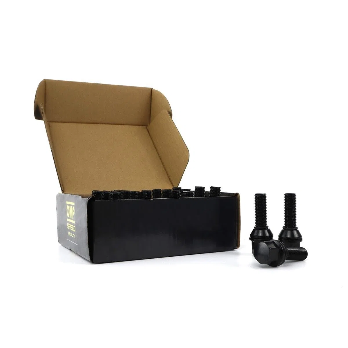 OMP SPEED Set di 20 viti a ruota con metrica M12X1.25 Chiave da 17/19 Lunghezza filettata da 27 mm, colore nero e materiale DIN 10,9