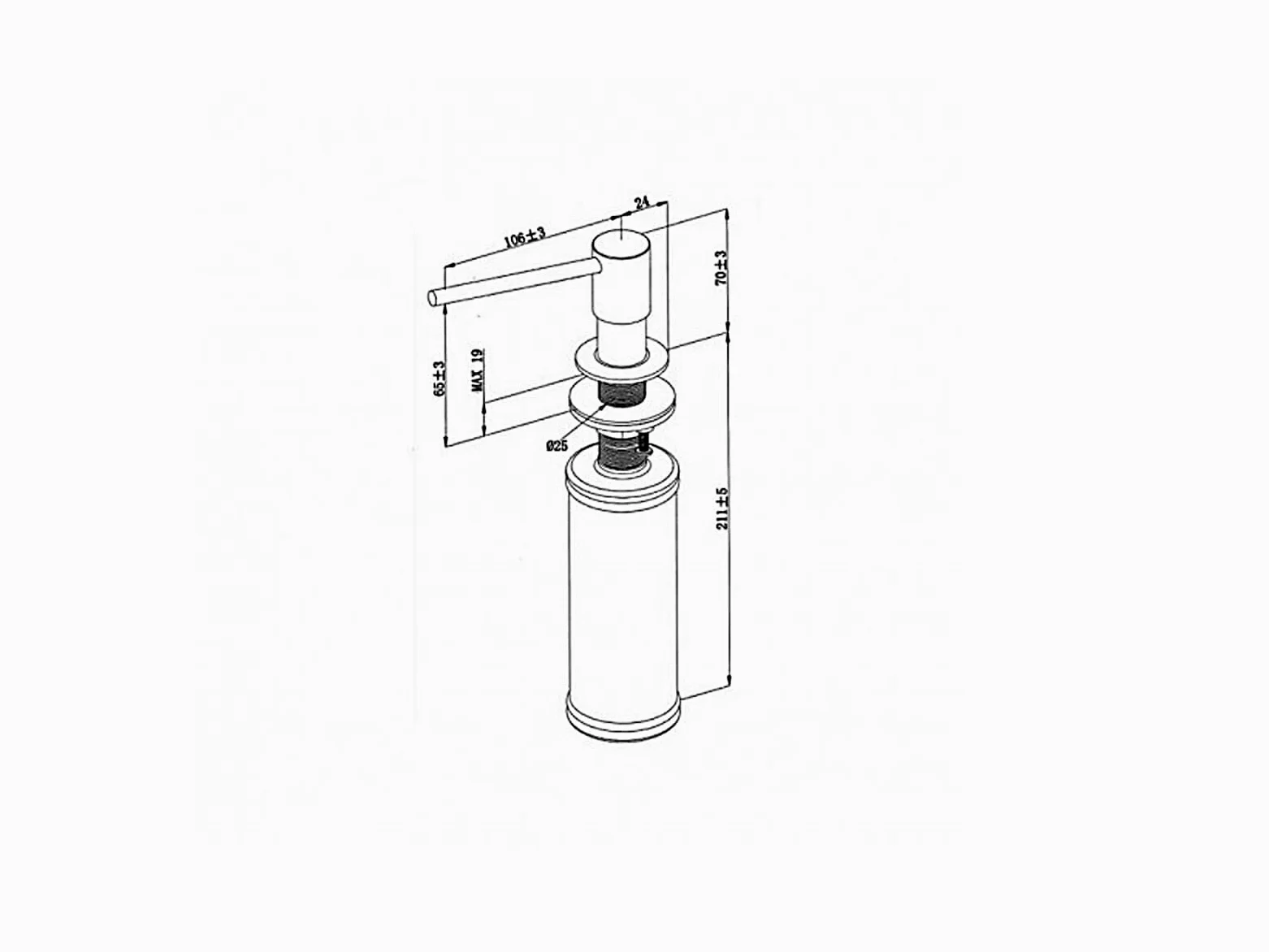 Villeroy & Boch Dispenser di sapone da cucina, erogatore di sapone da incasso, in acciaio inox, capacità 250 ml, rotondo, nero opaco
