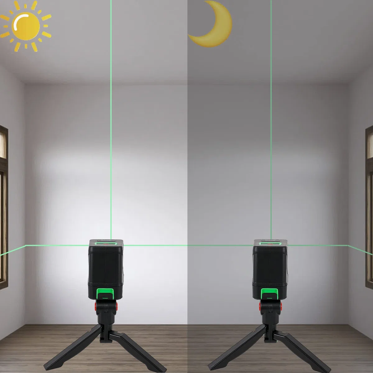Livella Laser Autolivellante a Croce Linea Verde Orizzontale e Verticale con Supporto Magnetico Borsa Portatile e Treppiede (Batterie Incluse)